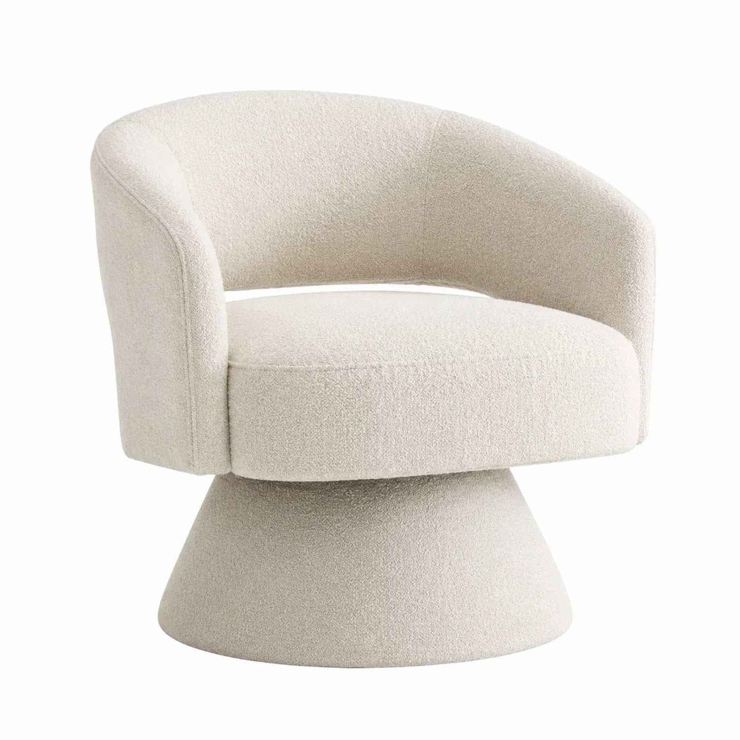 Bouclé-Polstersessel Drehbar Creme 90x75x75 cm