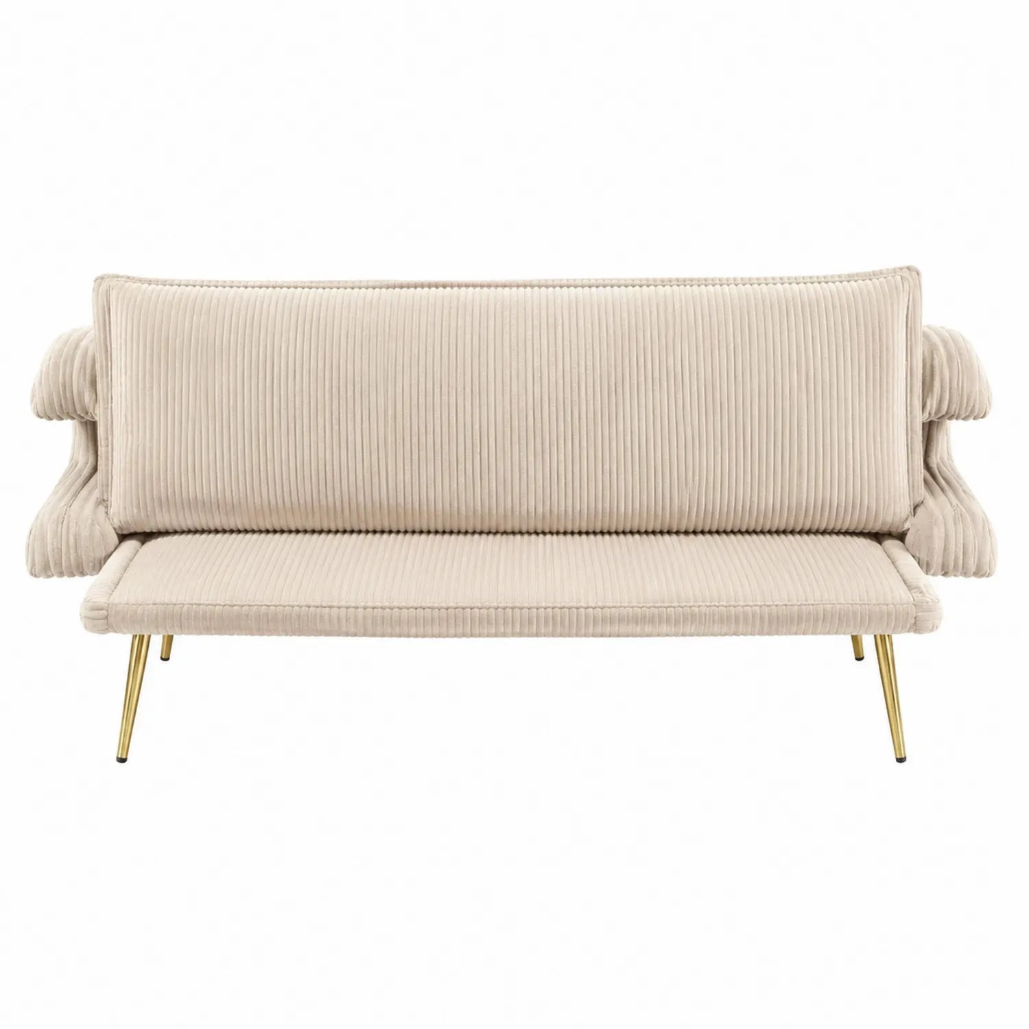 Sofa aus Kordstoff Beige mit Goldenen Metallbeinen 200 cm