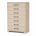 Holzkommode Beige 7 Schubladen mit Metallgriffen