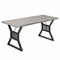 Esstisch Rechteckig MDF Betonoptik Stahl Grau/Schwarz