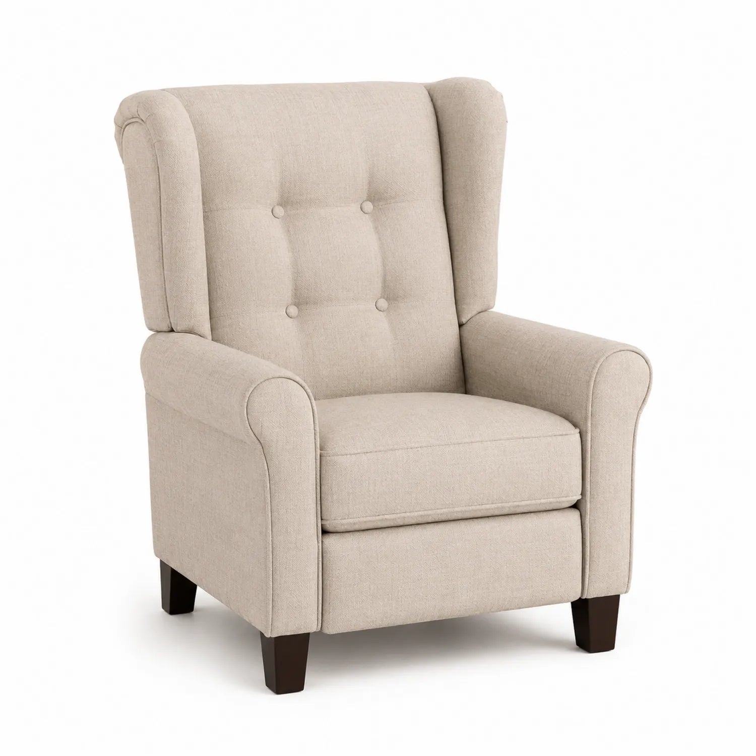Leinensessel Beige mit Verstellbarer Rückenlehne