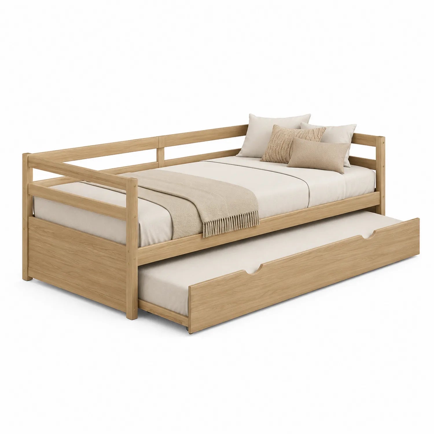 Tagesbett mit Ausziehbett aus Kiefernholz 90x200 cm