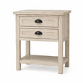 Holz Nachttisch mit 2 Schubladen in Beige