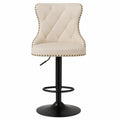 Barhocker Höhenverstellbar Kunstleder Beige