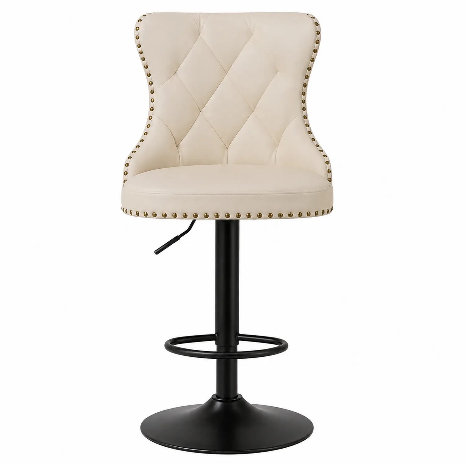 Barhocker Höhenverstellbar Kunstleder Beige