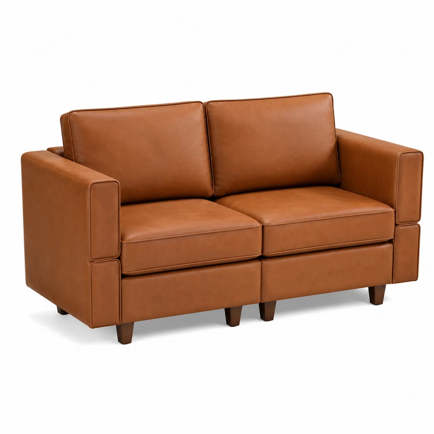 2-Sitzer Sofa aus Leder Braun