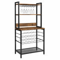 Holz und Metall Weinregal mit Glashalter Schwarz/Braun 80x40x160 cm