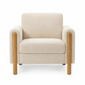 Polstersessel aus Leinen mit Eichenholzbeinen, Beige