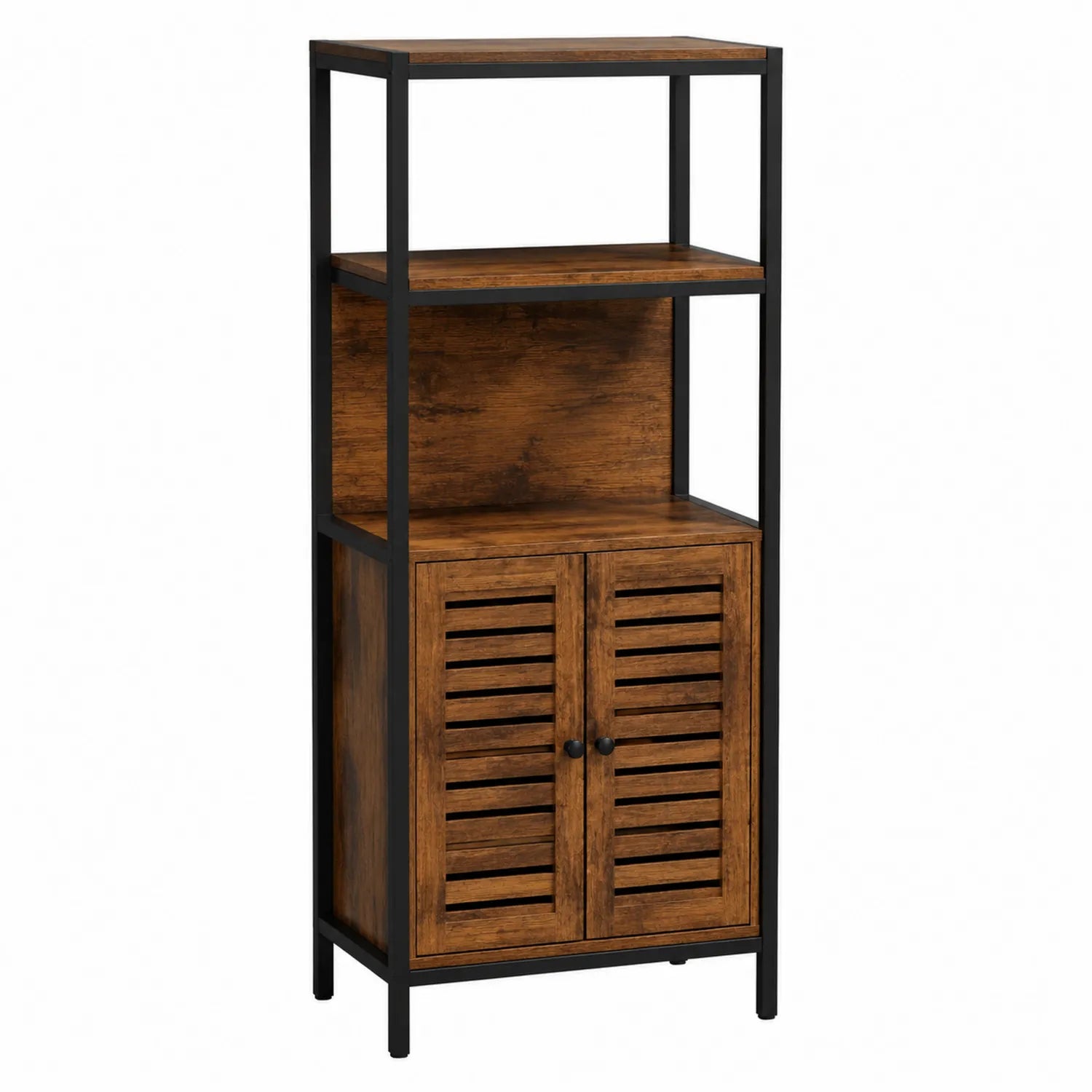 Regal mit Türen MDF Holzoptik und Metallrahmen 167 cm