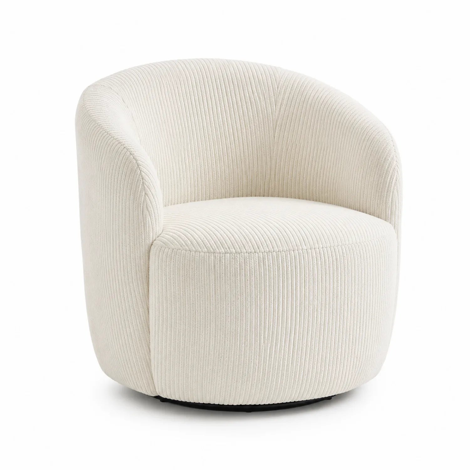 Drehbarer Sessel aus Kordstoff Creme