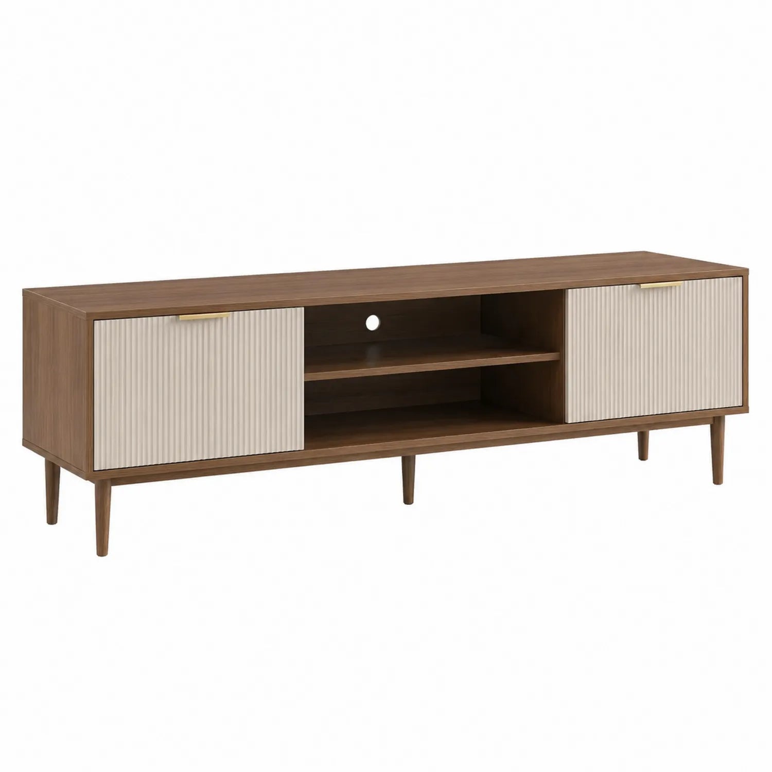 TV-Schrank aus Holz und MDF Braun/Beige 180x40x50cm