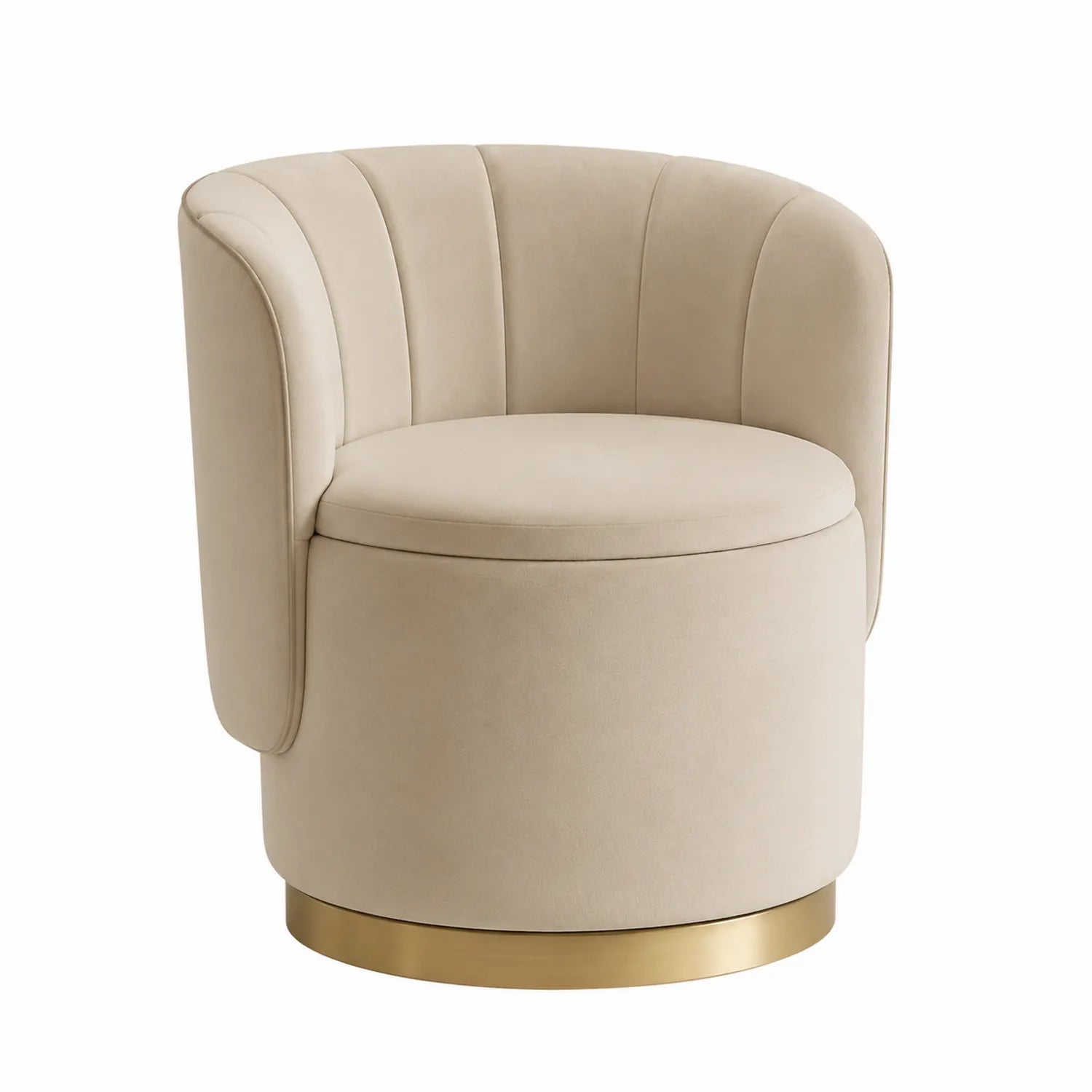 Drehbarer Stuhl aus Mikrofaser Beige mit Goldfuß
