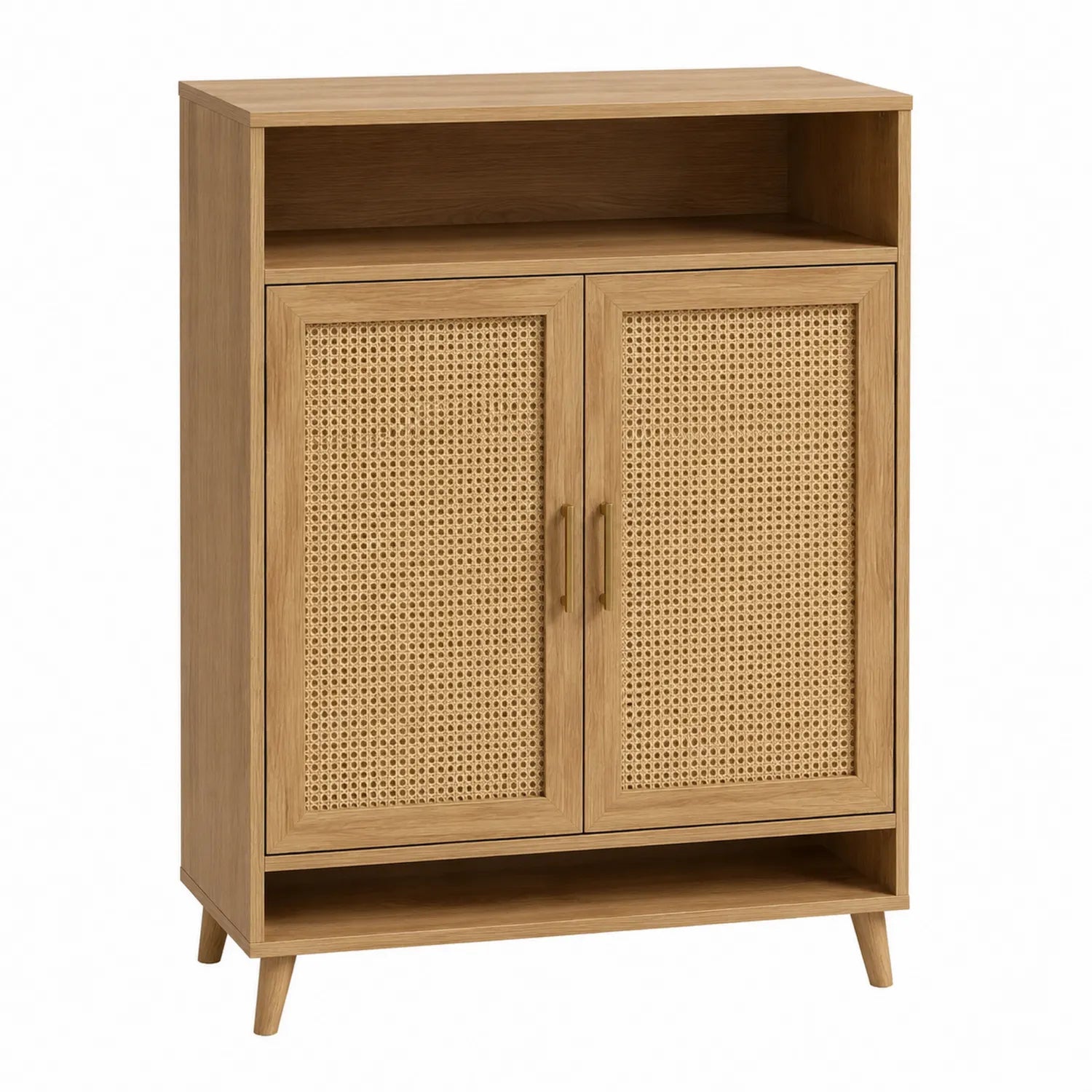 Schuhschrank aus MDF und Rattan 90x35x110cm