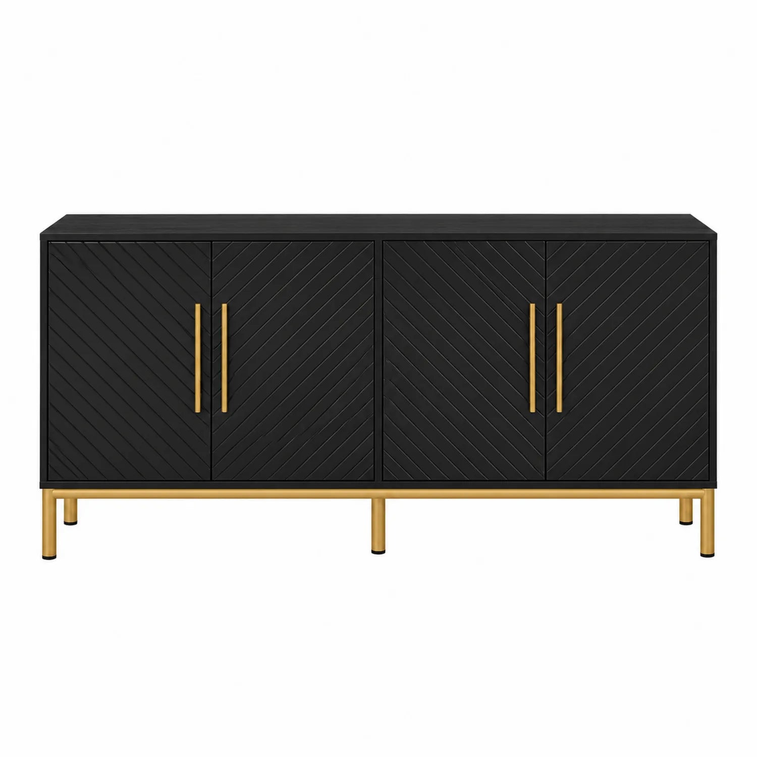 Sideboard Holz Schwarz mit Goldenen Metallbeinen