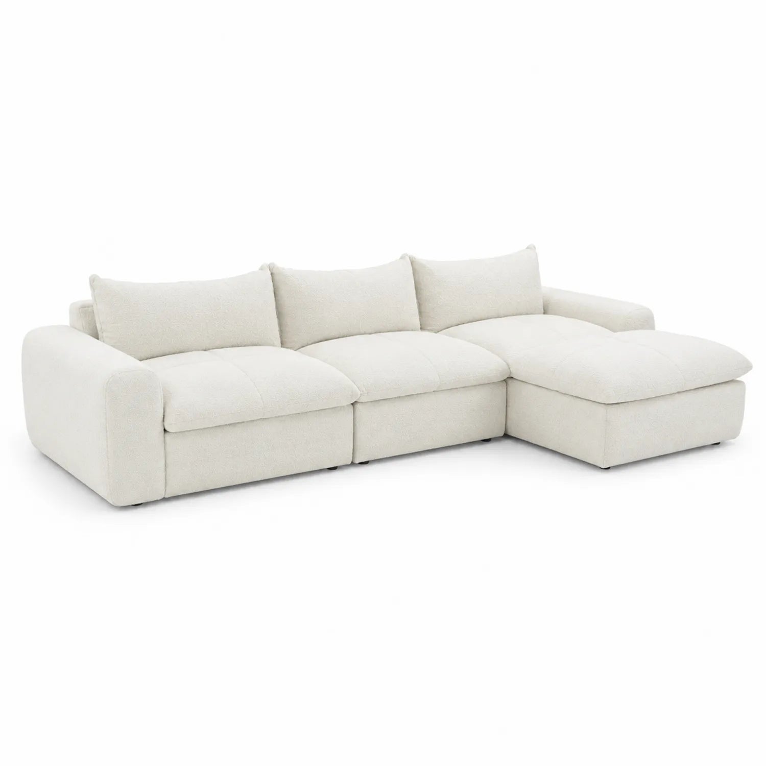Ecksofa aus Stoff Creme