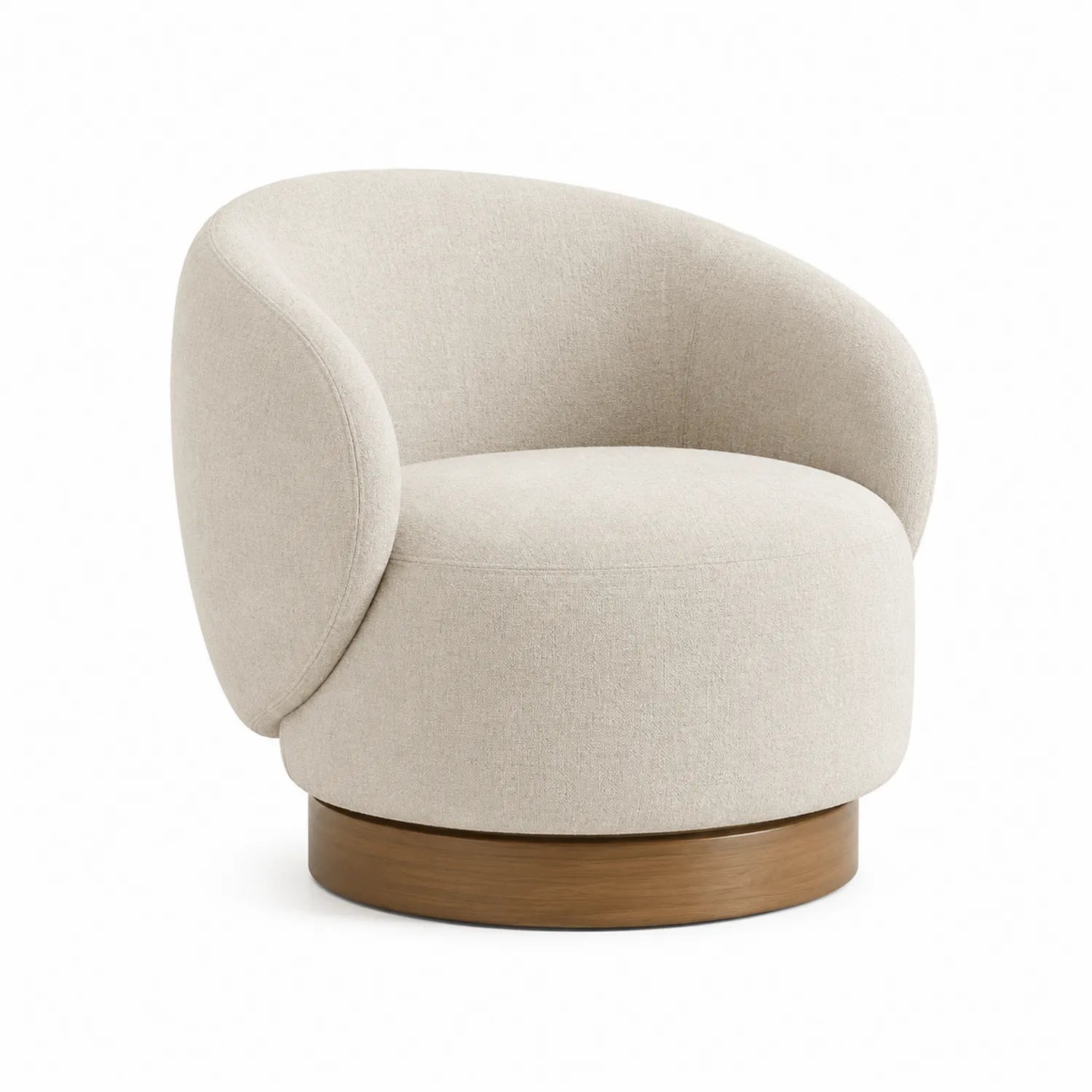 Drehstuhl aus Stoff Beige mit Holzsockel