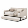 Schlafsofa mit Ausziehbett Textil Beige