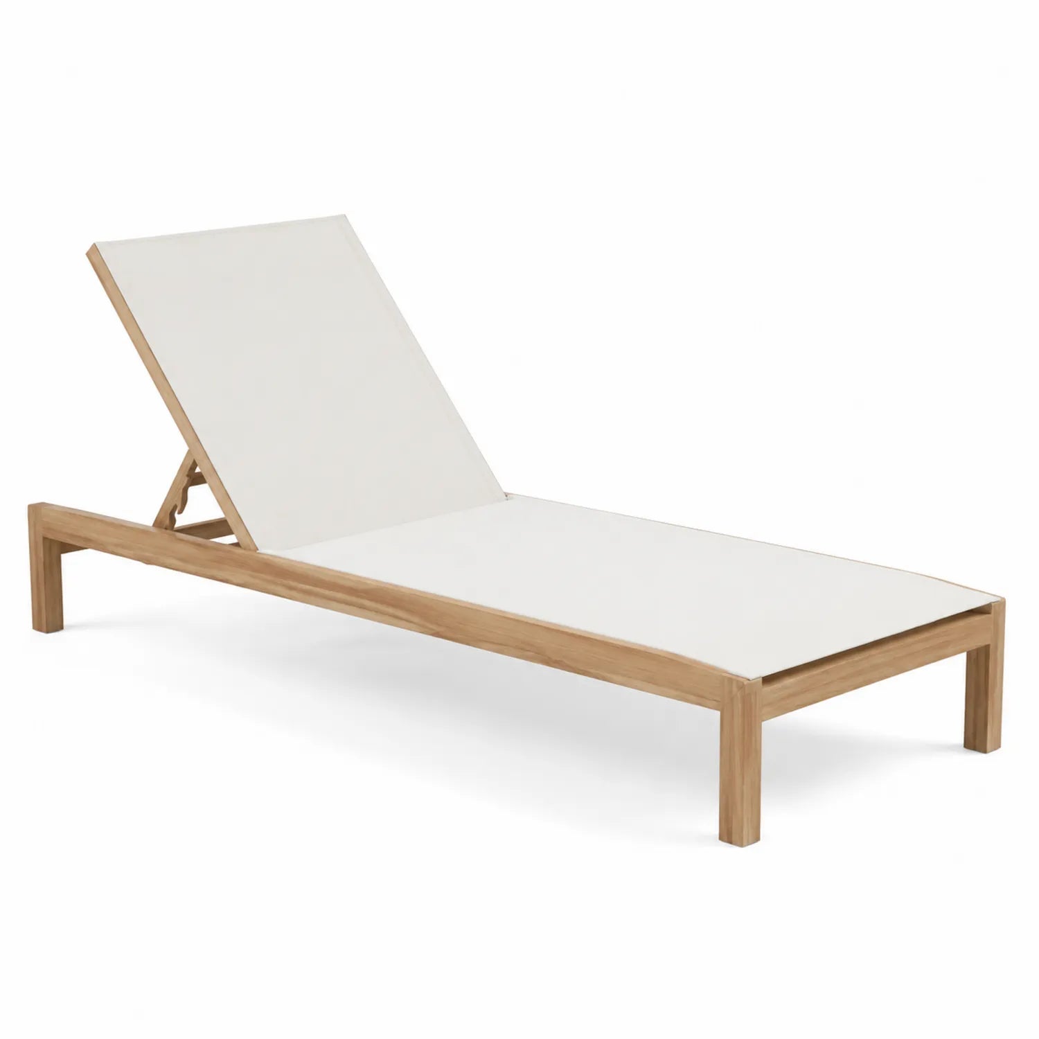 Sonnenliege aus Teakholz und Polyesterstoff Weiß 200x65x35 cm
